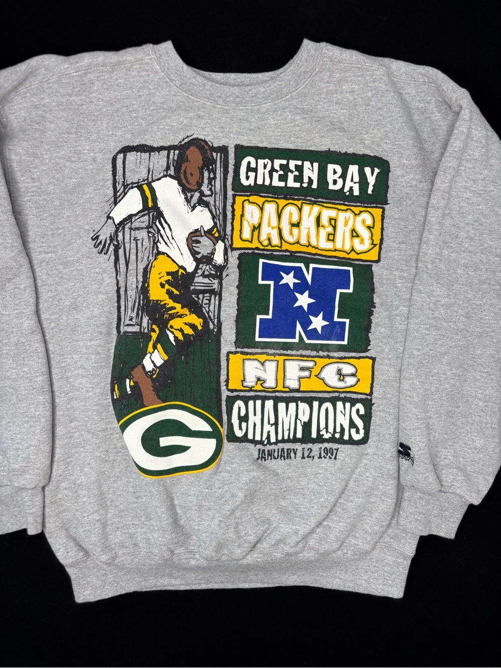 Vintage Green Bay Packers 1997 NFL NFC Champions Starter Crewneck Adult Large